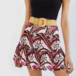 Anthropologie Multicolor FLORAL Mini Skirt Size M Smocked Waist W/ Flare Fit
